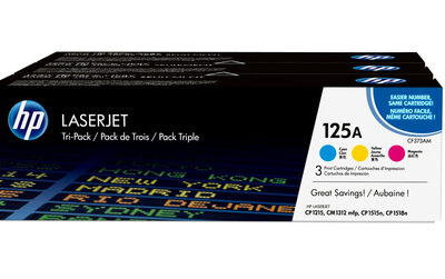 HP 125A TRI-PACK TONER CARTRIDGES (CMY)