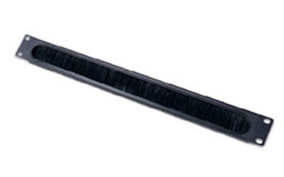 1U CABLE PASS-THRU W/ BRUSH STRIP BLACK