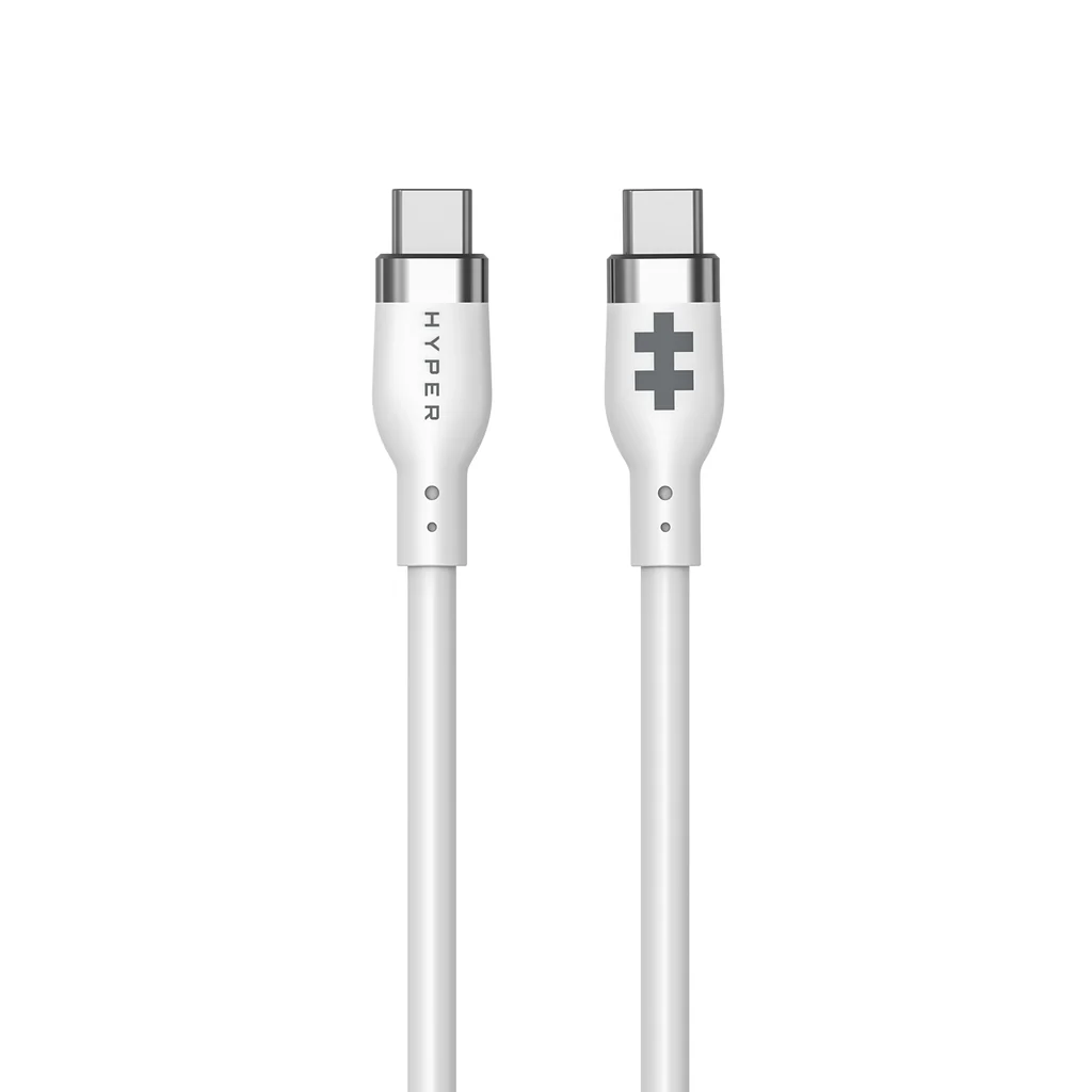 TARGUS HYPERJUICE 1M SILICONE USB-C TO USB-C 240W CHARGING CABLE - WHITE.
