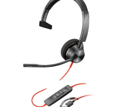 POLY BLACKWIRE 3310 MONAURAL MICROSOFT TEAMS CERTIFIED USB-C HEADSET +USB-C/A ADAPTER