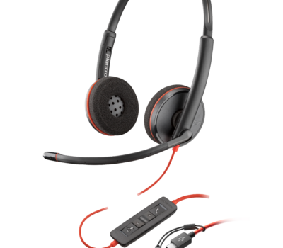 POLY BLACKWIRE 3210 MONAURAL USB-C HEADSET +USB-C/A ADAPTER