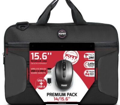 Port Premium Pack 14/15.6" Toploader Bag with Wireless Mouse Bundle