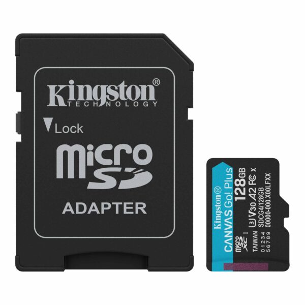 KINGSTON 128GB MICROSDXC CANVAS GO PLUS GEN4 200MB/S A2 U3 V30 CARD + ADAPTER
