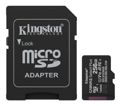 KINGSTON 256GB MICROSDXC CANVAS SELECT PLUS GEN3 150MB/S A1 CARD + ADAPTER