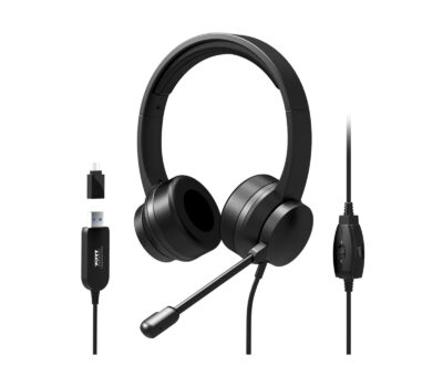 Port Black Comfortable Office Stereo USB Headset