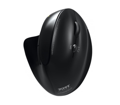 Port Connect Black Ergonomic Rechargeable Bluetooth Mouse