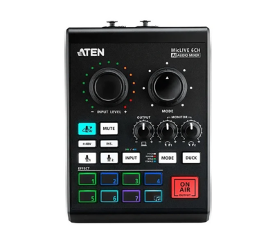Aten Podcast AI Audio Mixer 6-Channel